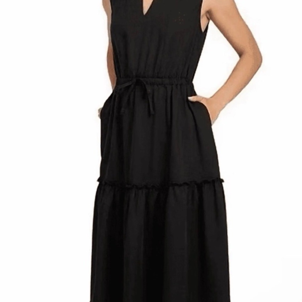 Lands' End Khaki Sleeveless Tiered Maxi Dress - Picture 8 of 8